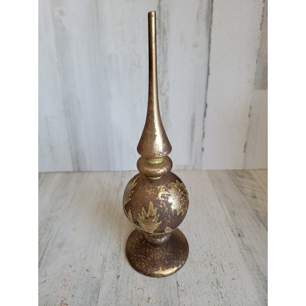 Abstract vintage glass brown table topper tree topper Xmas glitter home